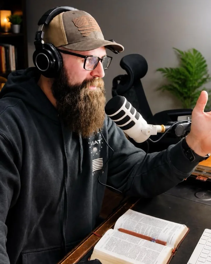 Robert Cole mid-conversation during a podcast recording